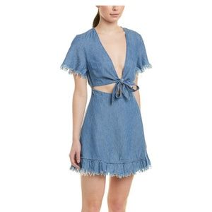 Show Me Your MuMu Melanie Ruffle Denim Dress NWT